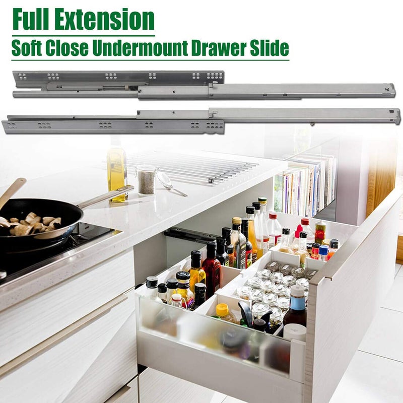 OCG Undermount Drawer Slides 21 inch (1 Pair), Full Extension Soft Close Concealed Drawer Runners, Come with Mounting Screws and Brackets, 1 Pair - Image 2